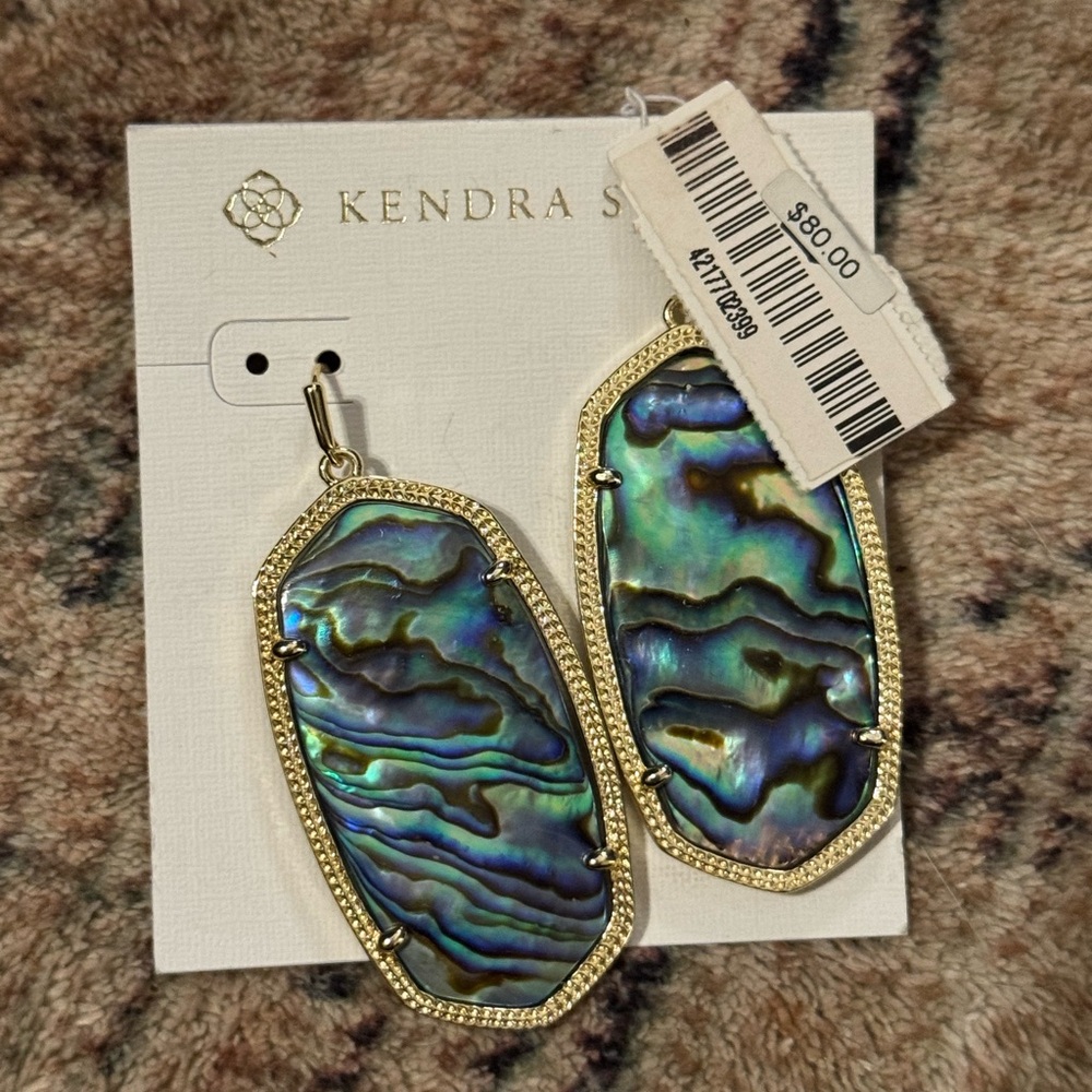 Kendra Scott Iridescent Abalone Earrings with Gold Trim